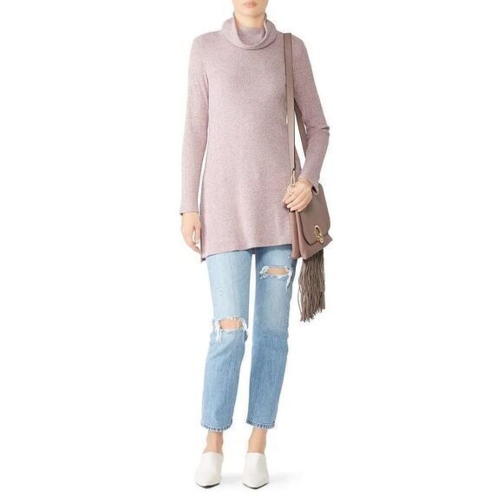 JOSIE NATORI Pink Knit Turtleneck Tunic SMALL